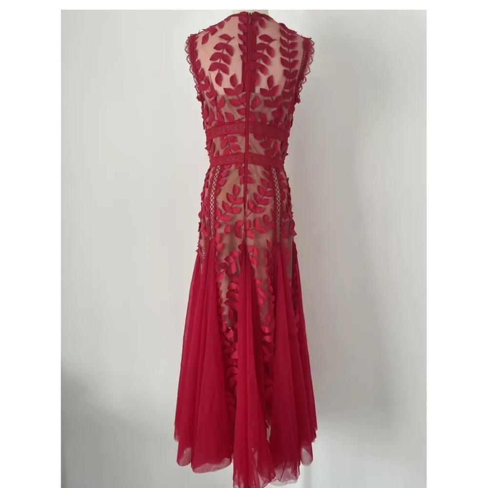 Bronx and Banco Bold Red Lace & Appliqué Midi Dress - Picture 5 of 11